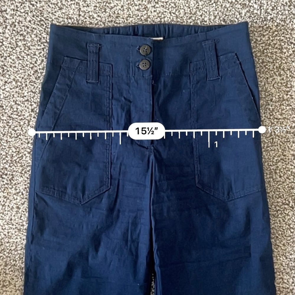 Maeve Anthropologie The Naomi Pants – High Waisted Flare - Navy Blue - Size 2 - Picture 11 of 12